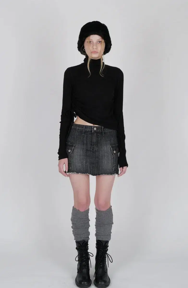 리마지 Cargo denim skirt (black)